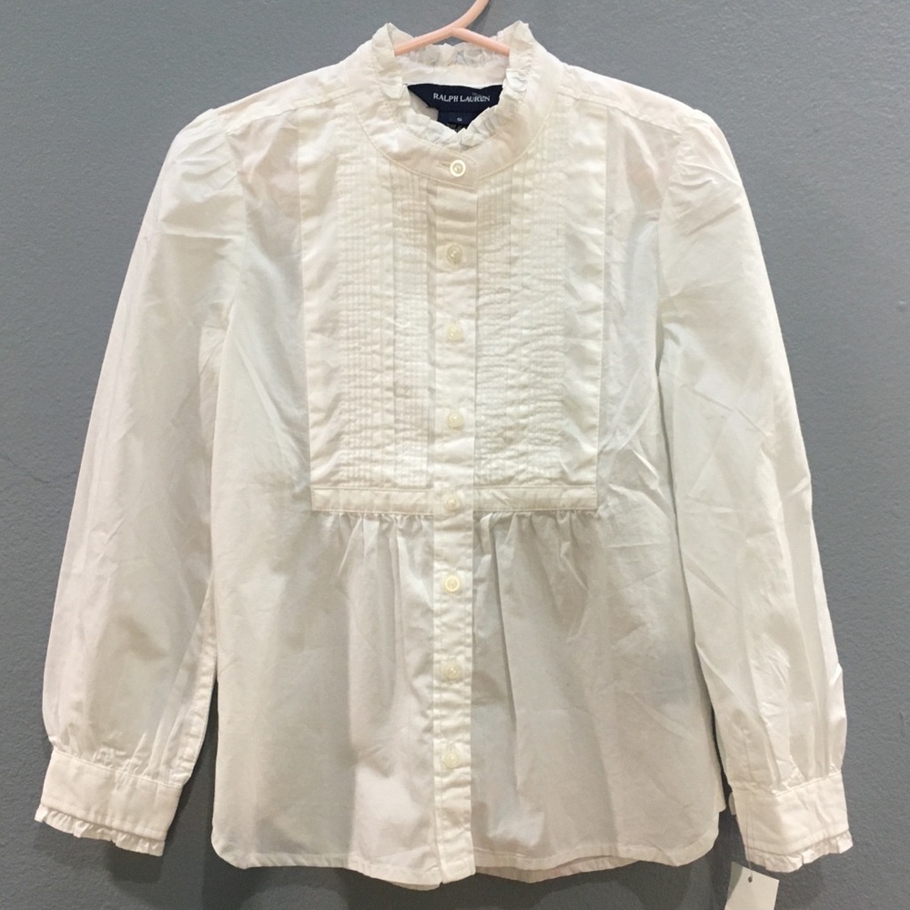 Ralph Lauren Girls Long Sleeve Ruffle Top
